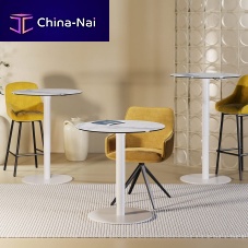 Contemporary high bar table ORLANDOceramiclacquered metal steel baseround