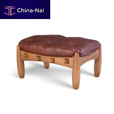 Contemporary footrest MOLEleathersolid wood