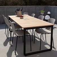 Contemporary dining table Patioteakpainted aluminum baserectangular