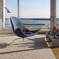 Contemporary armchair CLOfabricleathersteel