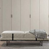 Contemporary upholstered bench New Bondfabricleathermetal base
