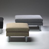Contemporary pouf HANDYfabricleathersquare