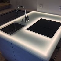 Glass countertop CREMEwhitepolishedsmooth