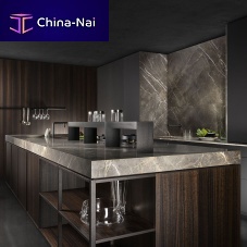 Contemporary kitchen KUADRAeucalyptusmarblebrass