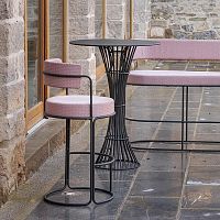 Contemporary high bar table BOLONIAporcelainmetal baseround