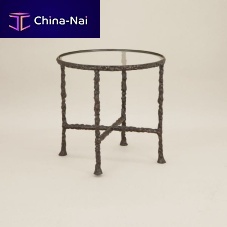 Contemporary pedestal table 1 PLATEAUglassbronze baseround