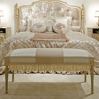 Louis XVI style upholstered bench fabricpainted wood
