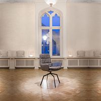 Contemporary chair ARVAindoorsynthetic leathermetal base