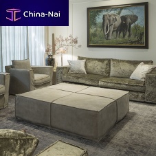 Contemporary ottoman CROSSfabricleathersquare