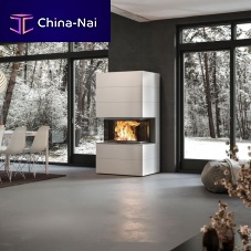 Closed wood hearth VISIO ELEMENTS3-sidedstoneconcrete