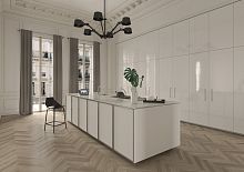 Contemporary kitchen TK38stainless steelwood veneerhidden