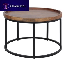 Contemporary coffee table VENECIAwoodenpainted steel baseround
