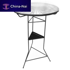 Contemporary high bar table Tampico tempered glasssteel baseround