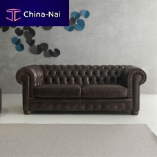 Chesterfield sofa AMERIGOleatherbrown2-person