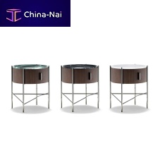 Contemporary bedside table ROIwoodenmarblesteel base