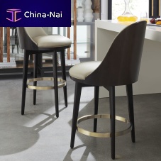 Contemporary bar chair ANOTHER ROUNDindoorleathermetal base