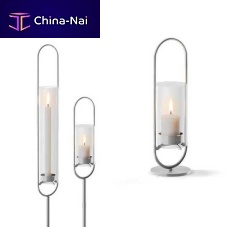 Glass candle holder OVAL CANDLEstainless steel