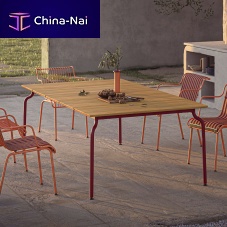 Contemporary table Southsheet steelteakpowder-coated steel base