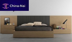 Double bed D5 contemporarywith headboardwith integrated bedside table