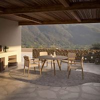 Contemporary dining chair Muyu outdoorfabricteak base