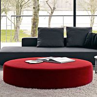 Contemporary ottoman Harry Largefabricleatherround