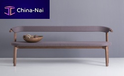 Contemporary bench WEDAsolid woodleatherfabric