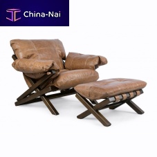 Contemporary armchair MOLIOSAleatherfabricwooden