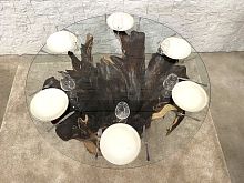 Contemporary dining table TAUMEN81crystalsolid wood baseround