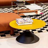 Contemporary coffee table Lud'owoodmetal baseround