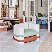 Contemporary armchair PILLOW leatherthermo-lacquered steelbrown