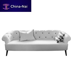 Chesterfield sofa BUTTONfabricwhite2-person