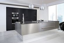 Contemporary kitchen EFFLUVE SYNDERME CIGARE & EQUINOXE ALUMINIUMleatherstainless steelisland