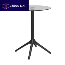 Contemporary high bar table Uni Glass XL 105glasslacquered aluminum baseround