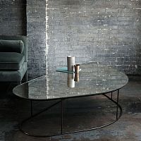 Contemporary coffee table MOON PEBBLEglasssteeltriangular