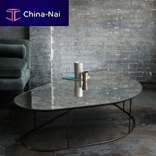 Contemporary coffee table MOON PEBBLEglasssteeltriangular