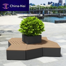 Contemporary public bench Osakawoodengalvanised steelrecycled plastic