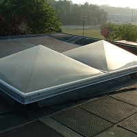 Flat roof natural lighting dome transparentmetallic