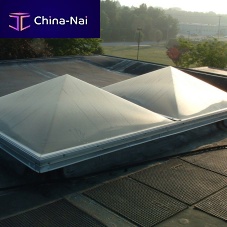 Flat roof natural lighting dome transparentmetallic