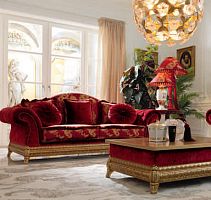 Traditional sofa S203fabricred3-seater