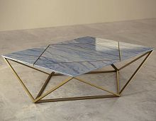 Contemporary coffee table marblequartzbrass base