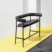 High upholstered bench FONT LIGHTcontemporaryleatherwith armrests